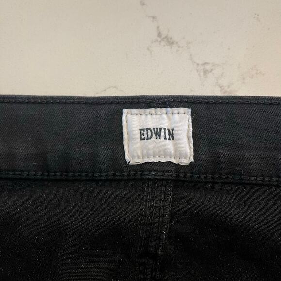 Edwin‎ Bree Slim Skinny Jeans In Black With Raw Hem Size 30 - Picture 6 of 12